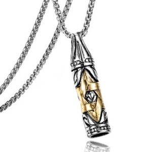 6 Point Star of David Hexagram Pendant Necklace Stainless Steel Gold & Silver
